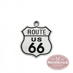 Vintage Double Face Metal Biker Pendant "Highway 66"