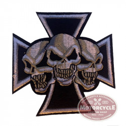 Maltese Cross Skulls Iron-On Embroidered Patch